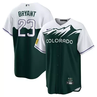 MLB Nike Kris Bryant White/Forest Colorado Rockies 2022 City Connect Replica Player Jersey
