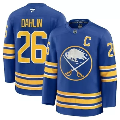 NHL Fanatics Rasmus Dahlin Buffalo Sabres Premium Jersey with Captain's Patch