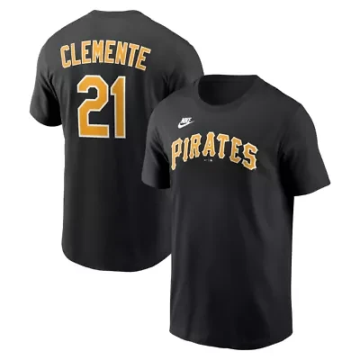 MLB Nike Roberto Clemente Pittsburgh Pirates Cooperstown Collection Name & Number T-Shirt