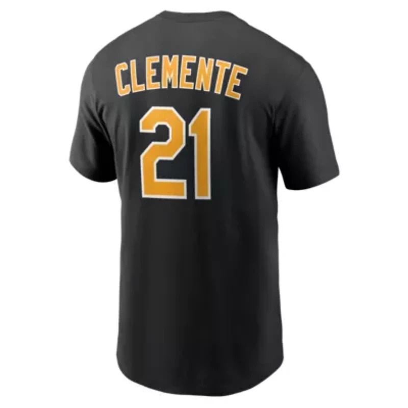MLB Nike Roberto Clemente Pittsburgh Pirates Cooperstown Collection Name & Number T-Shirt