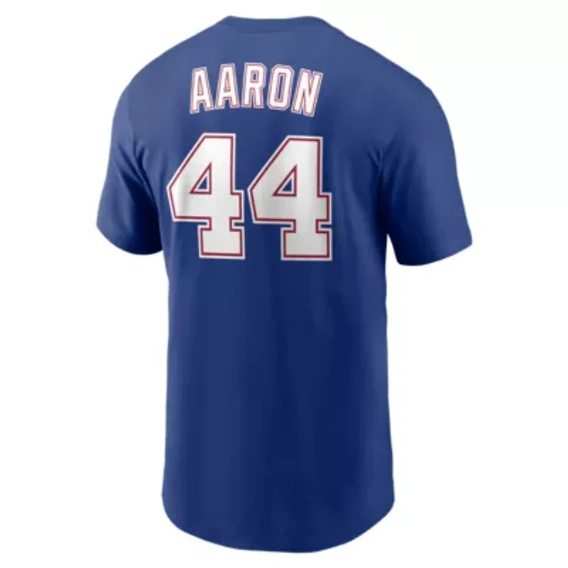 MLB Nike Hank Aaron Atlanta Braves Cooperstown Collection Name & Number T-Shirt