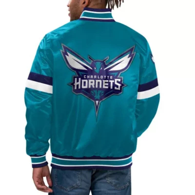 NBA Charlotte Hornets Home Game Satin Full-Snap Varsity Jacket
