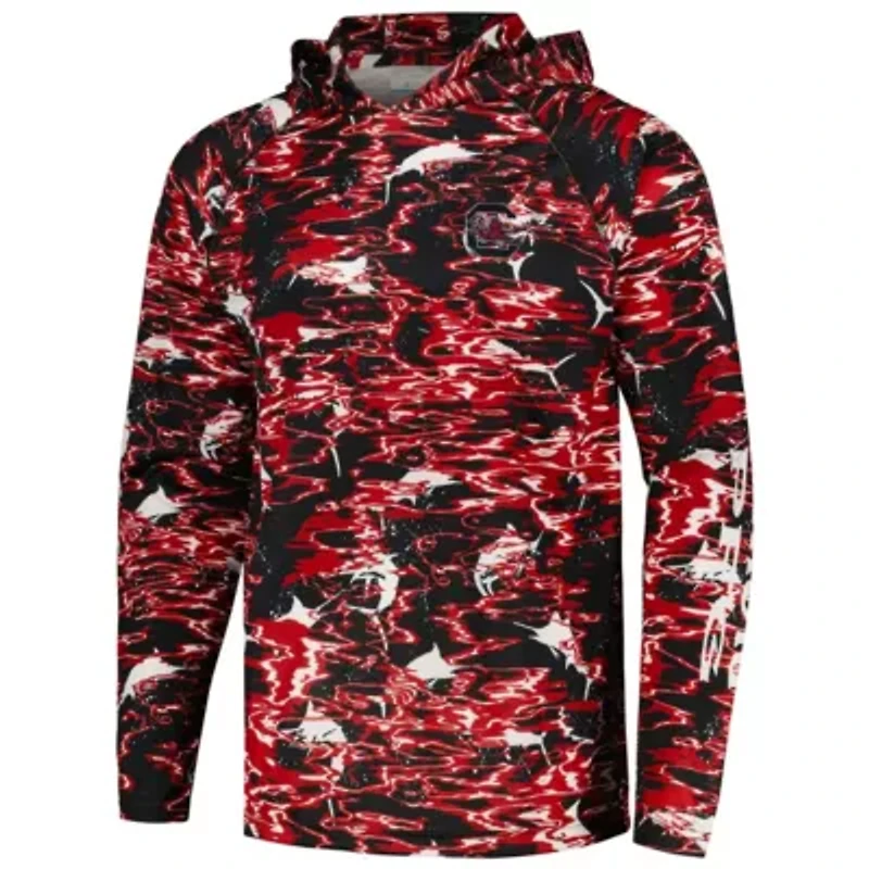 NCAA South Carolina Gamecocks PFG Terminal Tackle Omni-Shade Rippled Long Sleeve Hooded T-Shirt