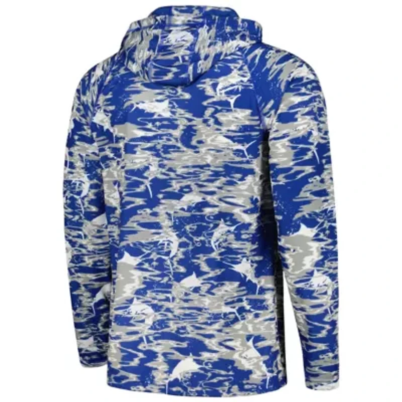 NCAA Kentucky Wildcats PFG Terminal Tackle Omni-Shade Rippled Long Sleeve Hooded T-Shirt
