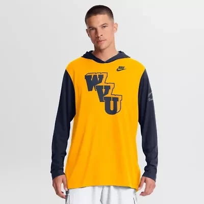 NCAA Nike West Virginia Mountaineers Campus Legacy Tri-Blend Long Sleeve Hooded T-Shirt