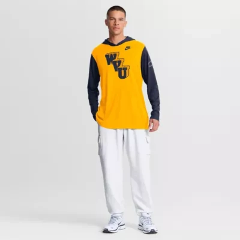 NCAA Nike West Virginia Mountaineers Campus Legacy Tri-Blend Long Sleeve Hooded T-Shirt