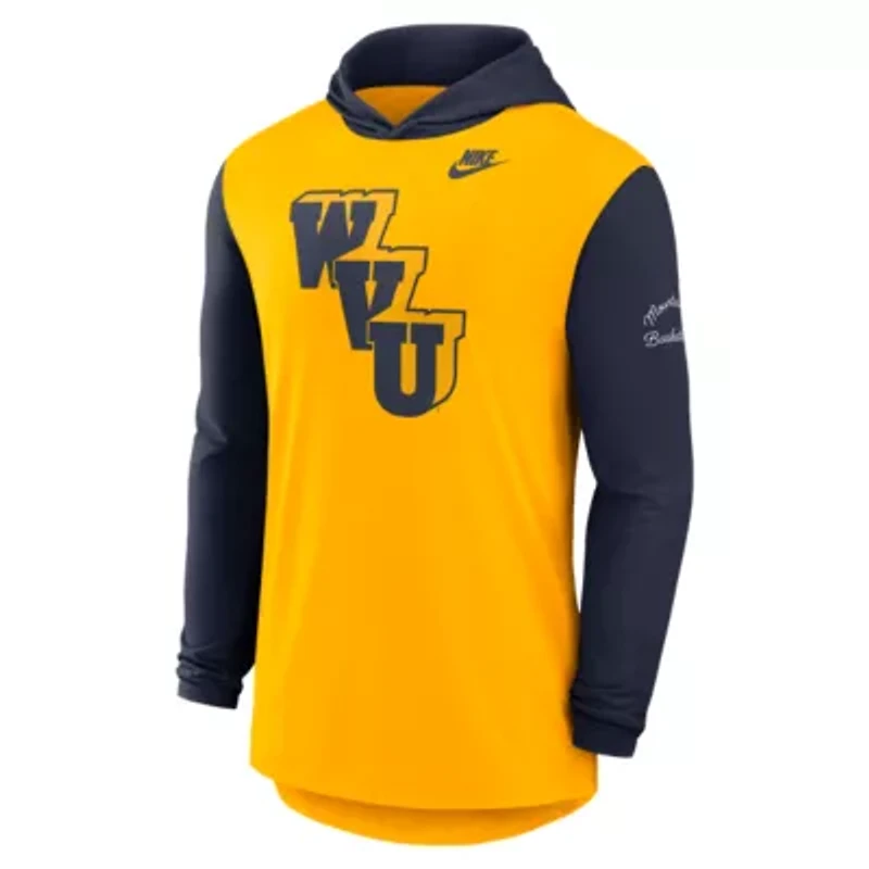 NCAA Nike West Virginia Mountaineers Campus Legacy Tri-Blend Long Sleeve Hooded T-Shirt