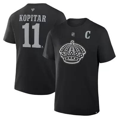 NHL Fanatics Anze Kopitar Los Angeles Kings Authentic Stack Name & Number T-Shirt