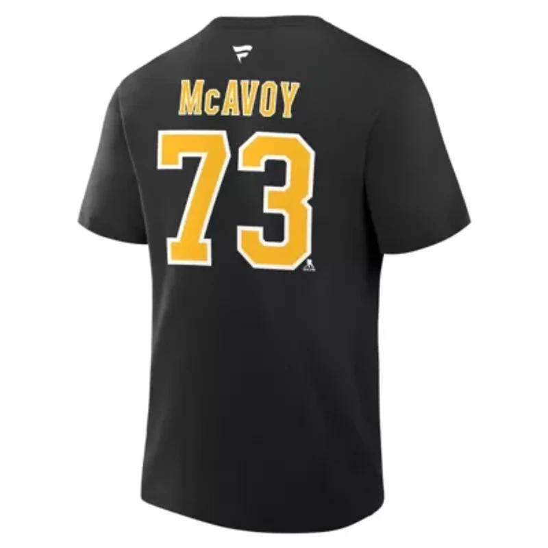 NHL Fanatics Charlie McAvoy Authentic Stack Name & Number T-Shirt