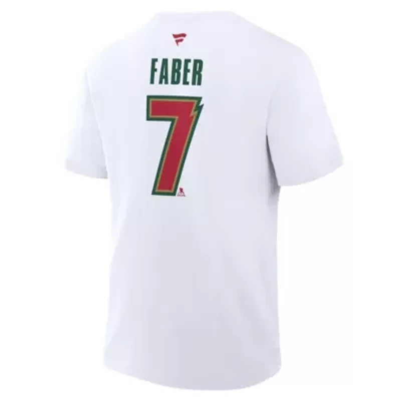 NHL Fanatics Brock Faber Minnesota Wild Authentic Stack Name & Number T-Shirt
