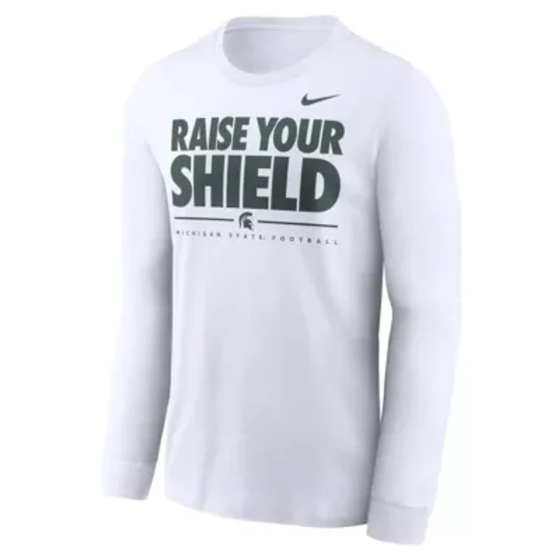 NCAA Nike Michigan State Spartans 2025 Football Fan Raise Your Shield Long Sleeve T-Shirt