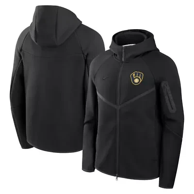 MLB Nike Milwaukee Brewers Tech Fleece Raglan Full-Zip Windrunner Hoodie