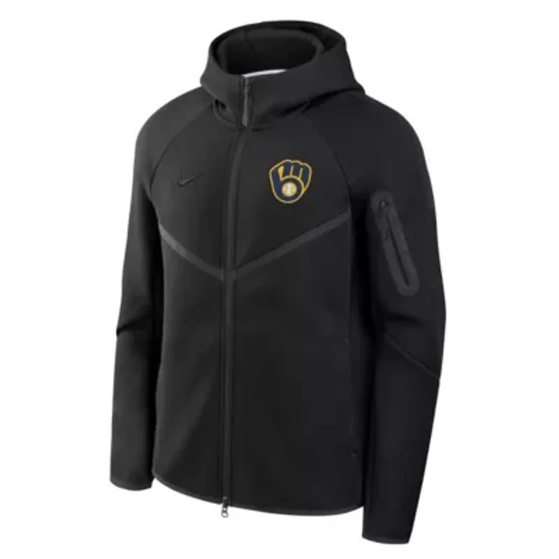 MLB Nike Milwaukee Brewers Tech Fleece Raglan Full-Zip Windrunner Hoodie