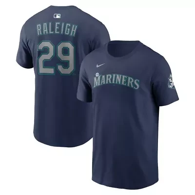 MLB Nike Cal Raleigh Seattle Mariners 50th Season Name & Number T-Shirt