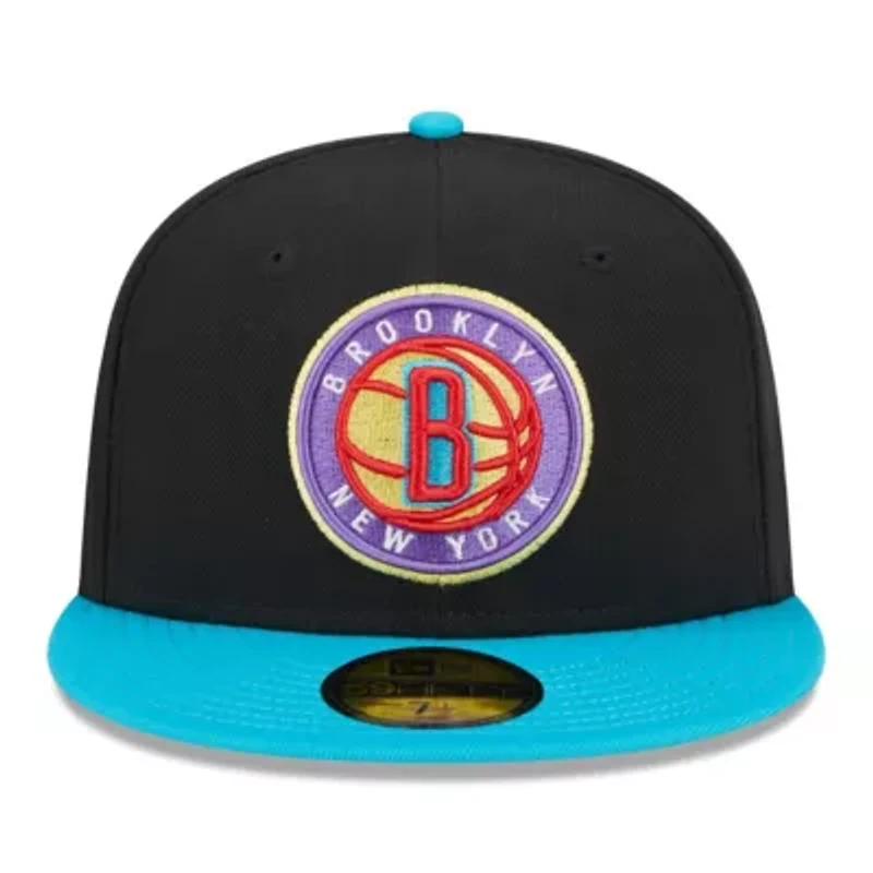NBA Black/Turquoise Brooklyn Nets Arcade Scheme 59FIFTY Fitted Hat