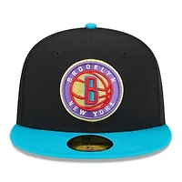 NBA Black/Turquoise Brooklyn Nets Arcade Scheme 59FIFTY Fitted Hat