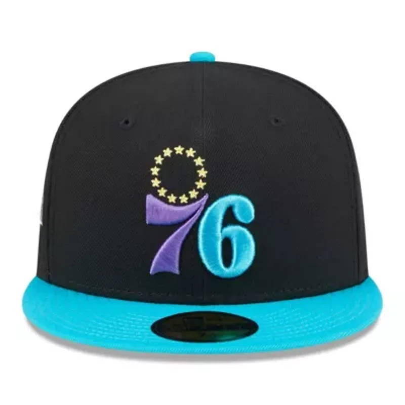 NBA Black/Turquoise Philadelphia 76ers Arcade Scheme 59FIFTY Fitted Hat