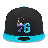 NBA Black/Turquoise Philadelphia 76ers Arcade Scheme 59FIFTY Fitted Hat