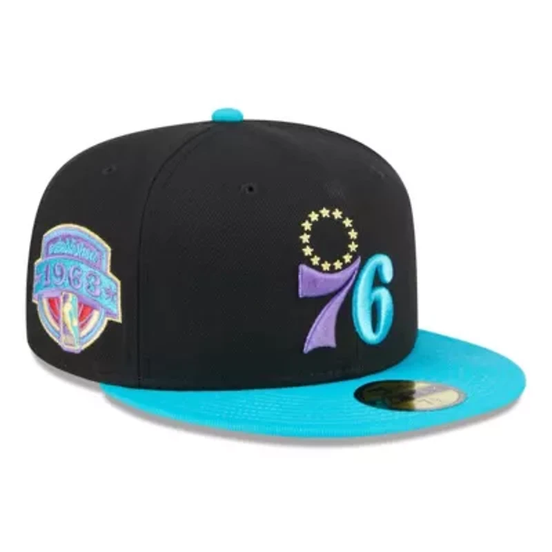 NBA Black/Turquoise Philadelphia 76ers Arcade Scheme 59FIFTY Fitted Hat