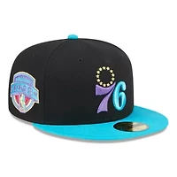 NBA Black/Turquoise Philadelphia 76ers Arcade Scheme 59FIFTY Fitted Hat