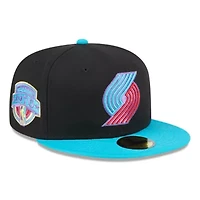 NBA Black/Turquoise Portland Trail Blazers Arcade Scheme 59FIFTY Fitted Hat