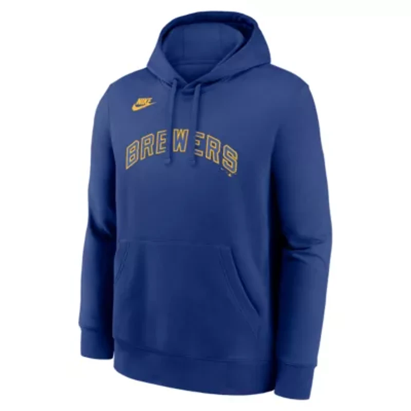 MLB Nike Milwaukee Brewers Cooperstown Collection Wordmark Club Hoodie