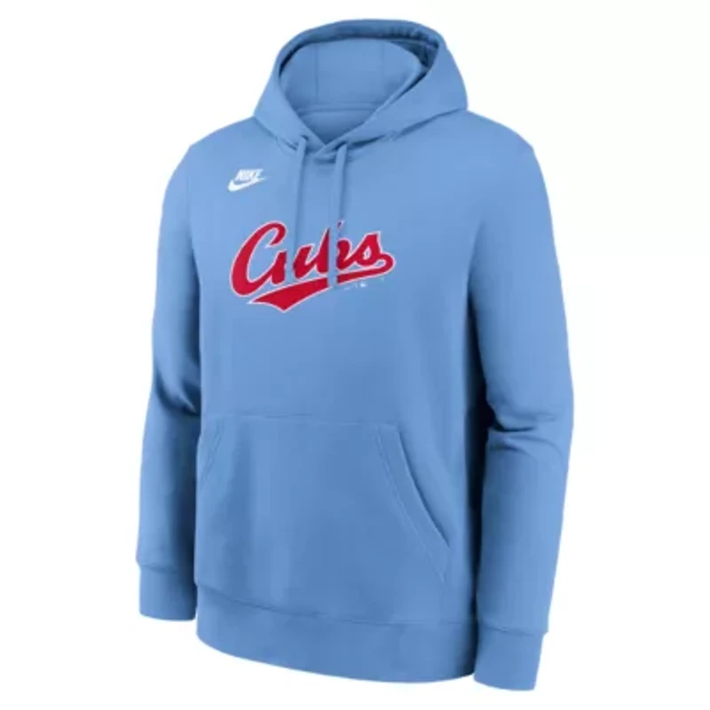 MLB Nike Light Chicago Cubs Cooperstown Collection Wordmark Club Hoodie