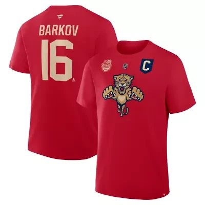 NHL Fanatics Aleksander Barkov Florida Panthers 2026 Winter Classic Authentic Stack Name & Number T-Shirt