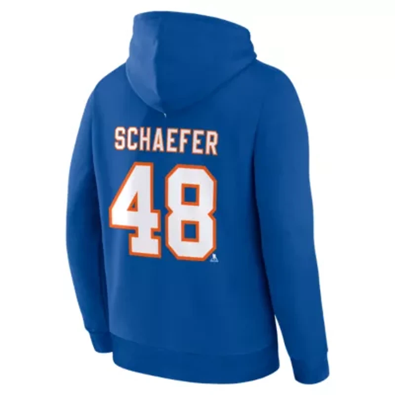 NHL Fanatics Matthew Schaefer New York Islanders Authentic Stack Name & Number Hoodie