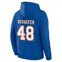 NHL Fanatics Matthew Schaefer New York Islanders Authentic Stack Name & Number Hoodie