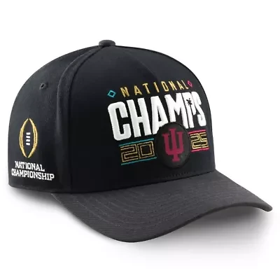 NCAA Black/Anthracite Indiana Hoosiers NCAA Football Playoff 2025 National s Locker Room Rise Adjustable Hat