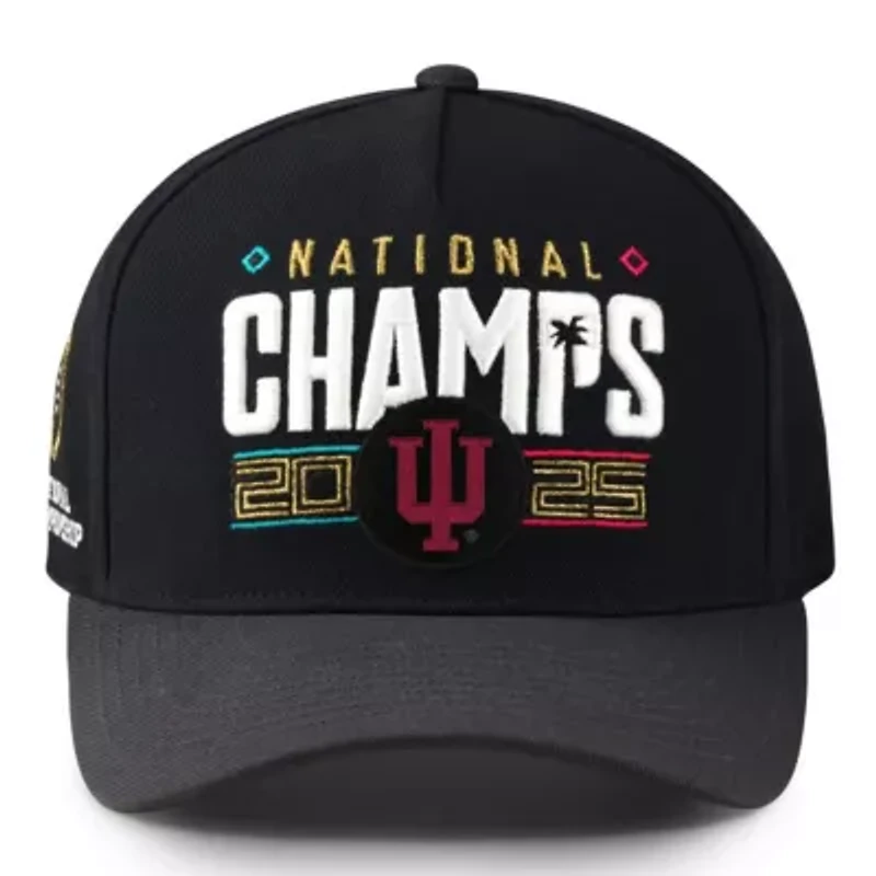 NCAA Black/Anthracite Indiana Hoosiers NCAA Football Playoff 2025 National s Locker Room Rise Adjustable Hat