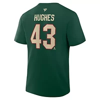 NHL Fanatics Quinn Hughes Minnesota Wild Authentic Stack Name & Number T-Shirt