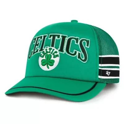 NBA Kelly Boston Celtics Sidebrand Stripes Trucker Adjustable Hat
