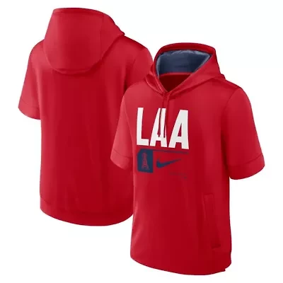 MLB Nike Los Angeles Angels Tri Code Lockup Short Sleeve Pullover Hoodie