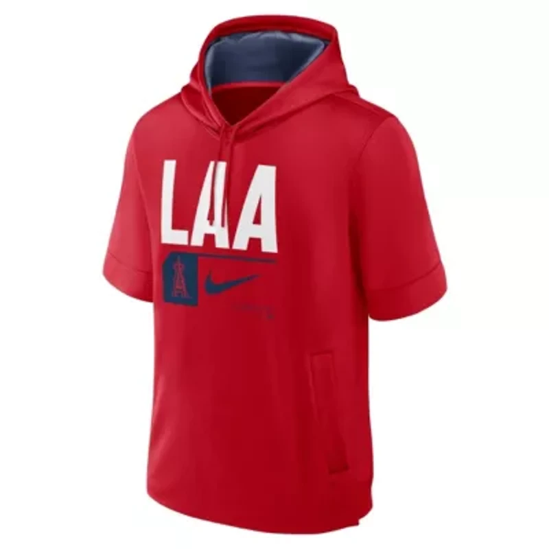 MLB Nike Los Angeles Angels Tri Code Lockup Short Sleeve Pullover Hoodie