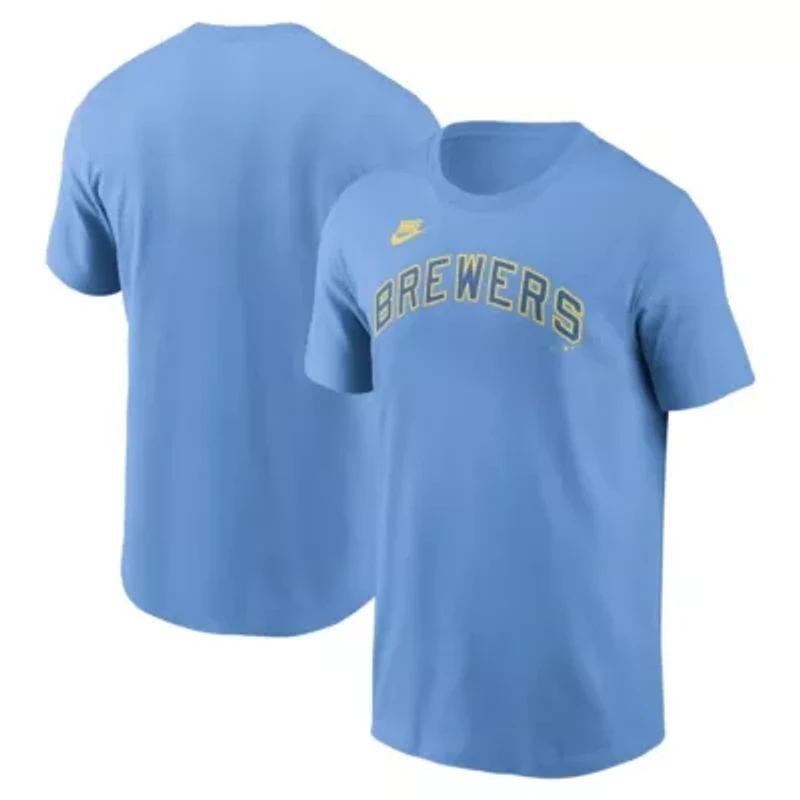 MLB Nike Powder Milwaukee Brewers Cooperstown Wordmark T-Shirt