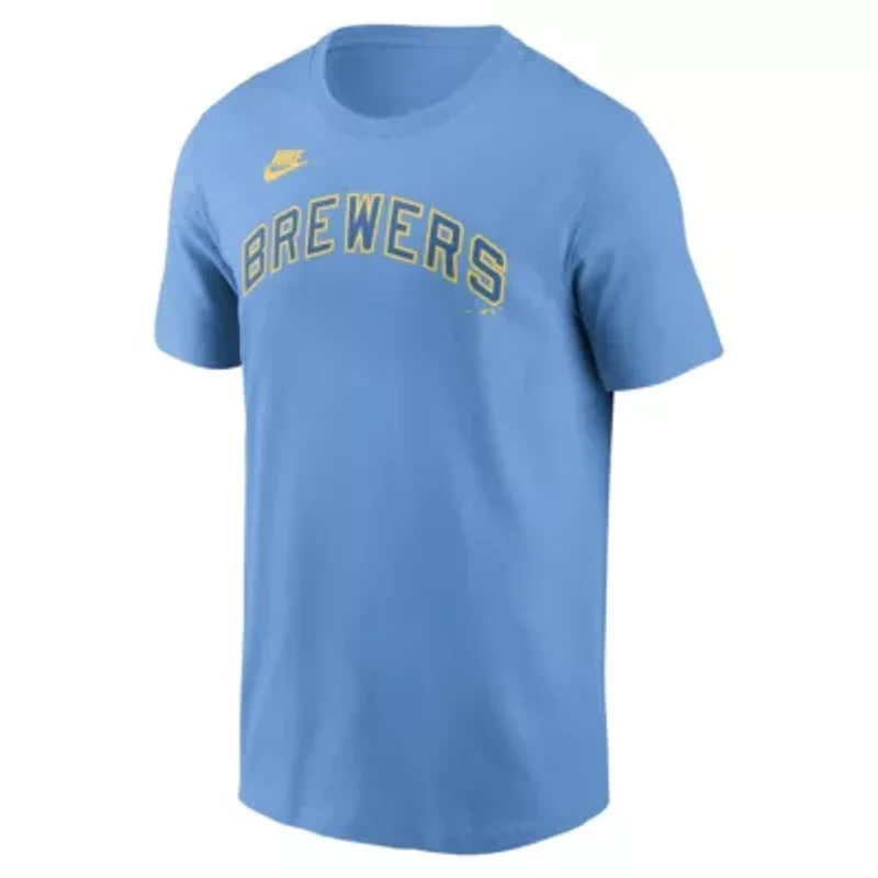 MLB Nike Powder Milwaukee Brewers Cooperstown Wordmark T-Shirt