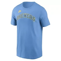 MLB Nike Powder Milwaukee Brewers Cooperstown Wordmark T-Shirt