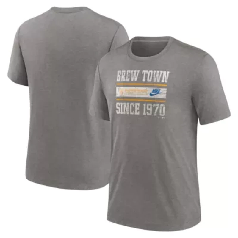 MLB Nike Milwaukee Brewers Cooperstown Collection Local Stack Tri-Blend T-Shirt