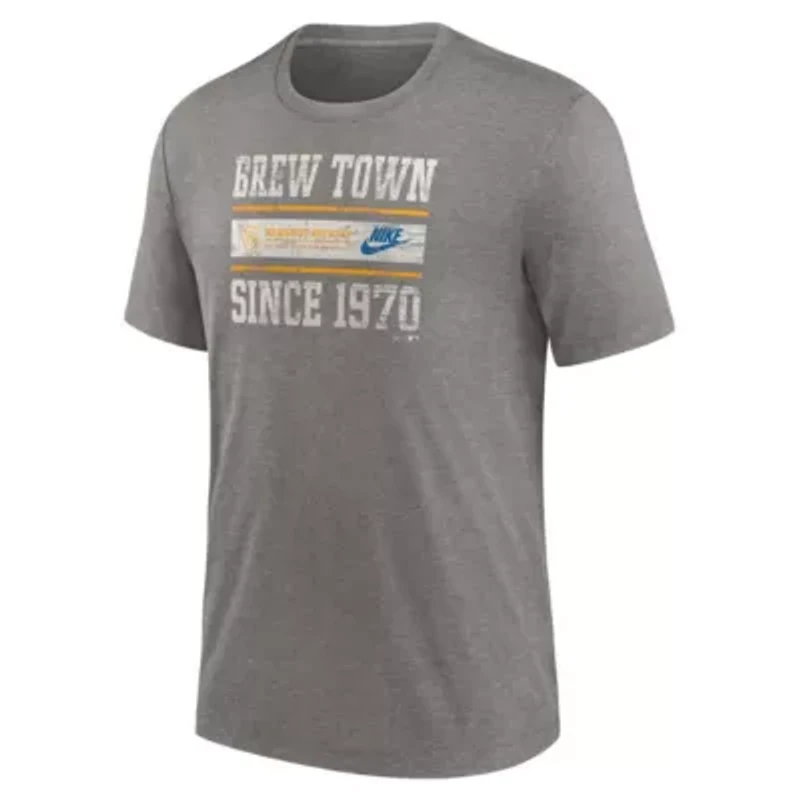 MLB Nike Milwaukee Brewers Cooperstown Collection Local Stack Tri-Blend T-Shirt