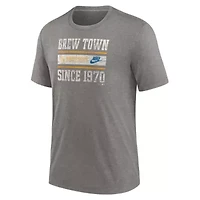 MLB Nike Milwaukee Brewers Cooperstown Collection Local Stack Tri-Blend T-Shirt