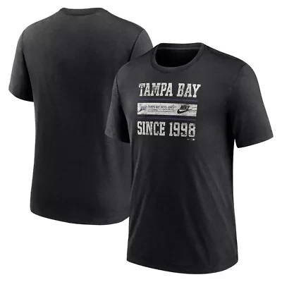 MLB Nike Tampa Bay Rays Cooperstown Collection Local Stack Tri-Blend T-Shirt