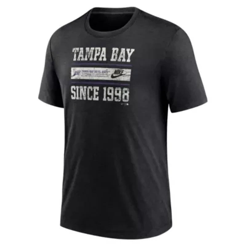 MLB Nike Tampa Bay Rays Cooperstown Collection Local Stack Tri-Blend T-Shirt