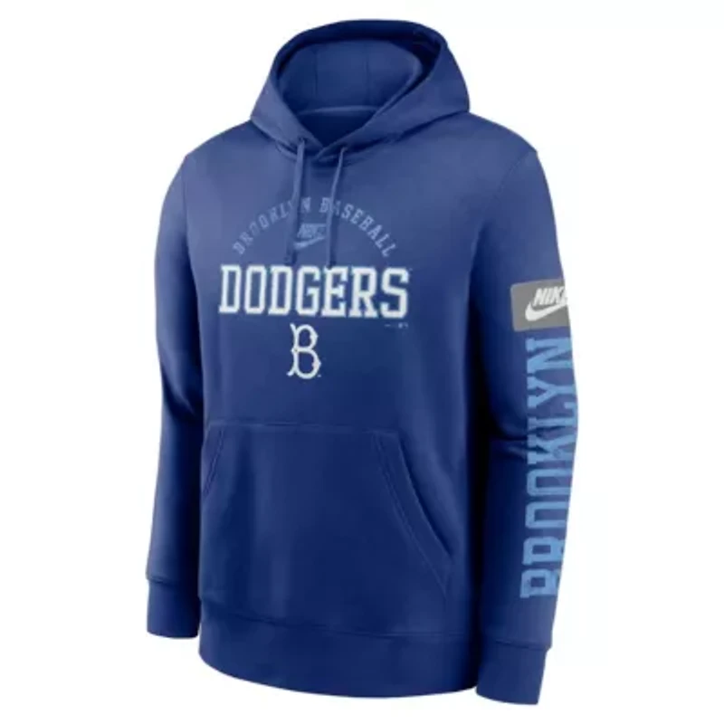 Cooperstown Teams Nike Brooklyn Dodgers Collection Splitter Club Fleece Pullover Hoodie
