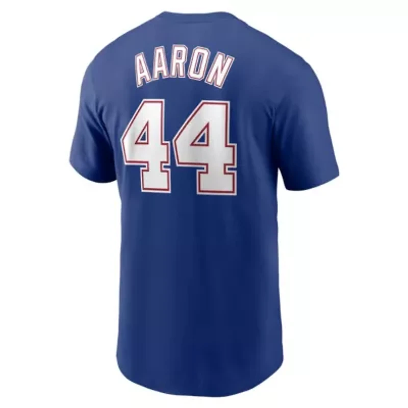 MLB Nike Hank Aaron Atlanta Braves Cooperstown Collection Fuse Name & Number T-Shirt
