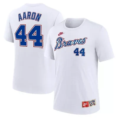 MLB Nike Hank Aaron Atlanta Braves Cooperstown Collection Tri-Blend Name & Number T-Shirt