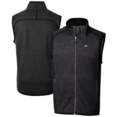NCAA Heather Georgia Bulldogs Alumni Logo Mainsail Sweater Knit Fleece Full-Zip Vest