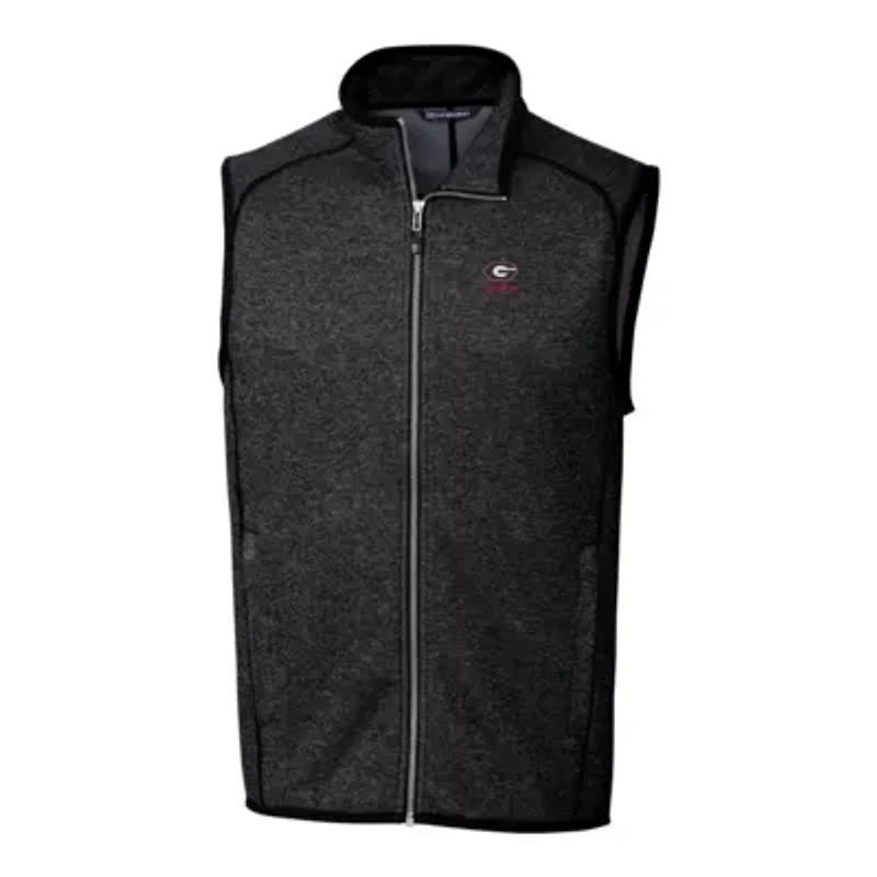 NCAA Heather Georgia Bulldogs Alumni Logo Mainsail Sweater Knit Fleece Full-Zip Vest