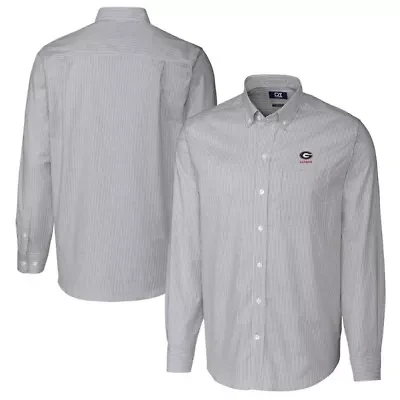 NCAA Georgia Bulldogs Alumni Logo Stretch Oxford Stripe Long Sleeve Button-Down Shirt